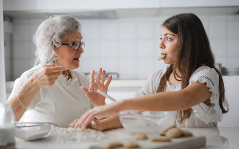 Bonding between Grandparents And Teenage Grandchildren - granny with her granddaughter